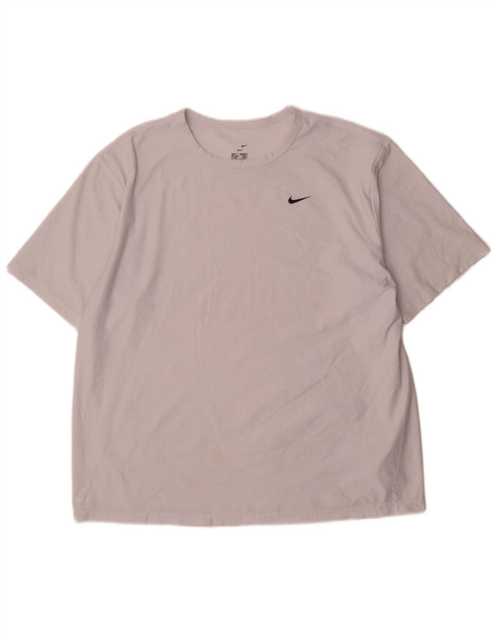 Nike Mens Dri Fit T-Shirt Top UK 42/44 Large White Polyester