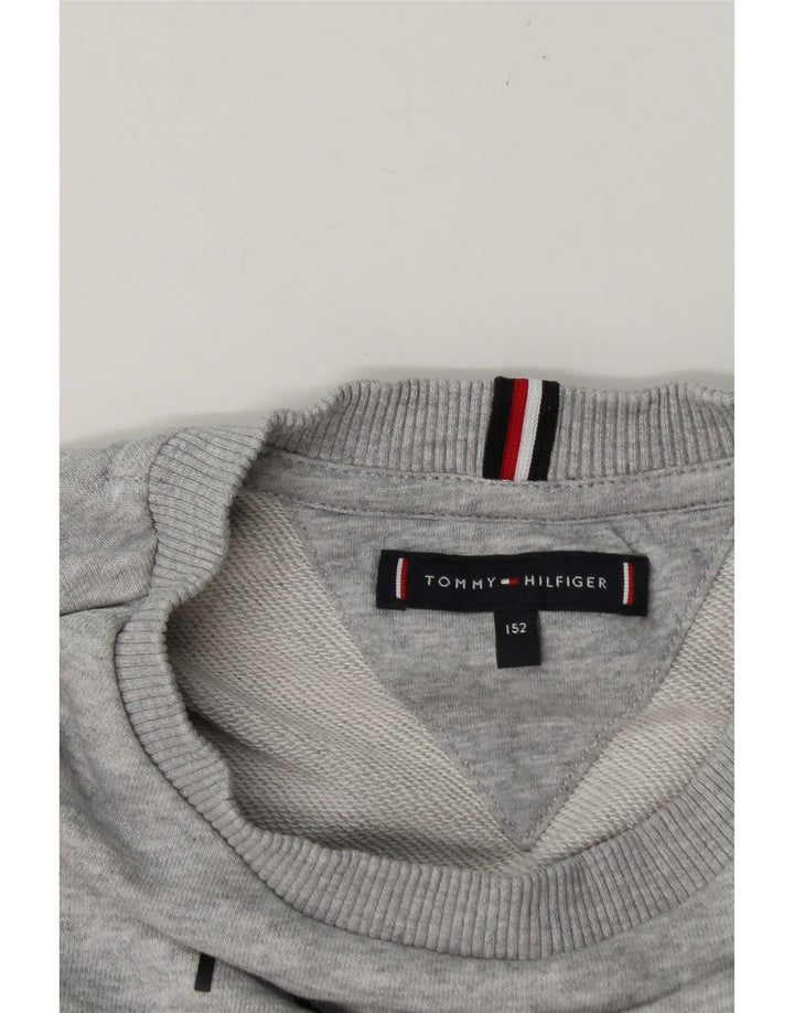 Tommy Hilfiger Boys Graphic Sweatshirt Jumper 12-13 Years Grey Flecked