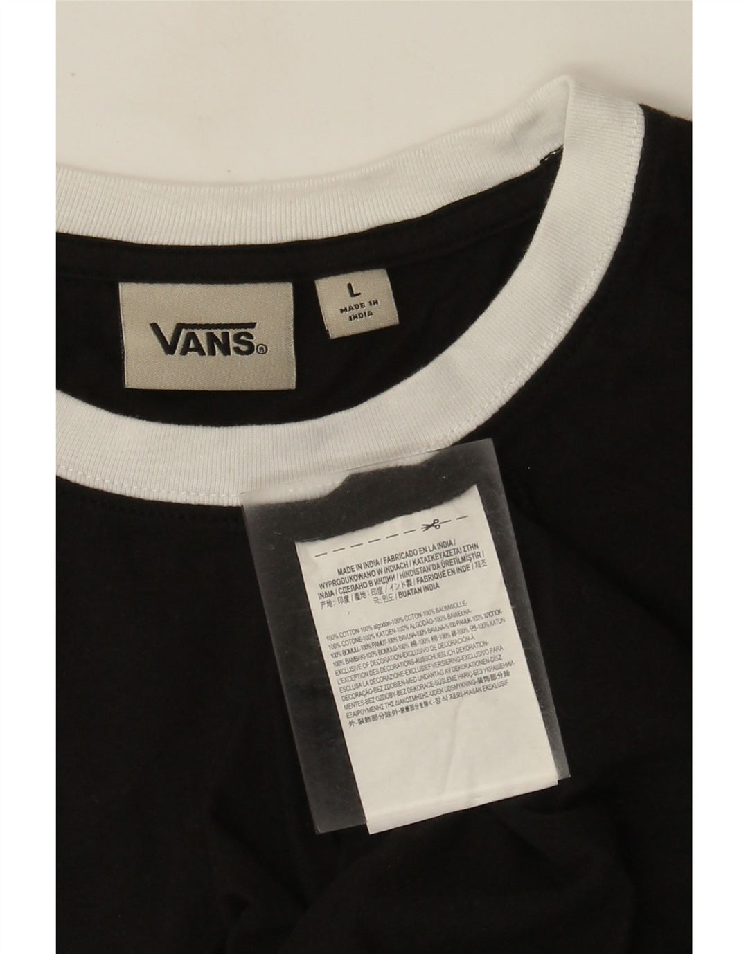 Vans Mens Graphic T-Shirt Top Large Black Geometric Cotton
