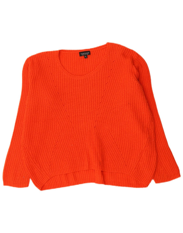 Topshop Womens Oversized Boat Neck Jumper Sweater UK 10 Small Red Acrylic