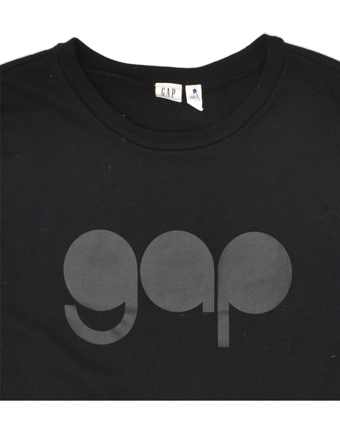 GAP Womens Graphic Sweatshirt Jumper UK 10 Small Black Cotton | Vintage Gap | Thrift | Second-Hand Gap | Used Clothing | Messina Hembry 