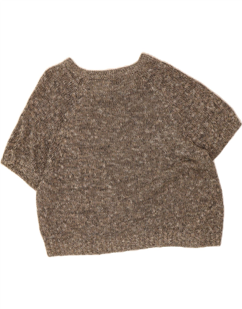 MASSIMO DUTTI Womens Boat Neck Jumper Sweater UK 16 Large Brown Flecked Vintage Massimo Dutti and Second-Hand Massimo Dutti from Messina Hembry 