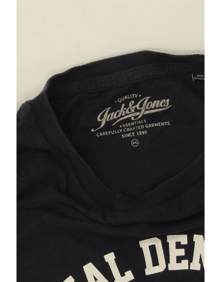 Jack & Jones Mens Graphic T-Shirt Top 2XL Navy Blue