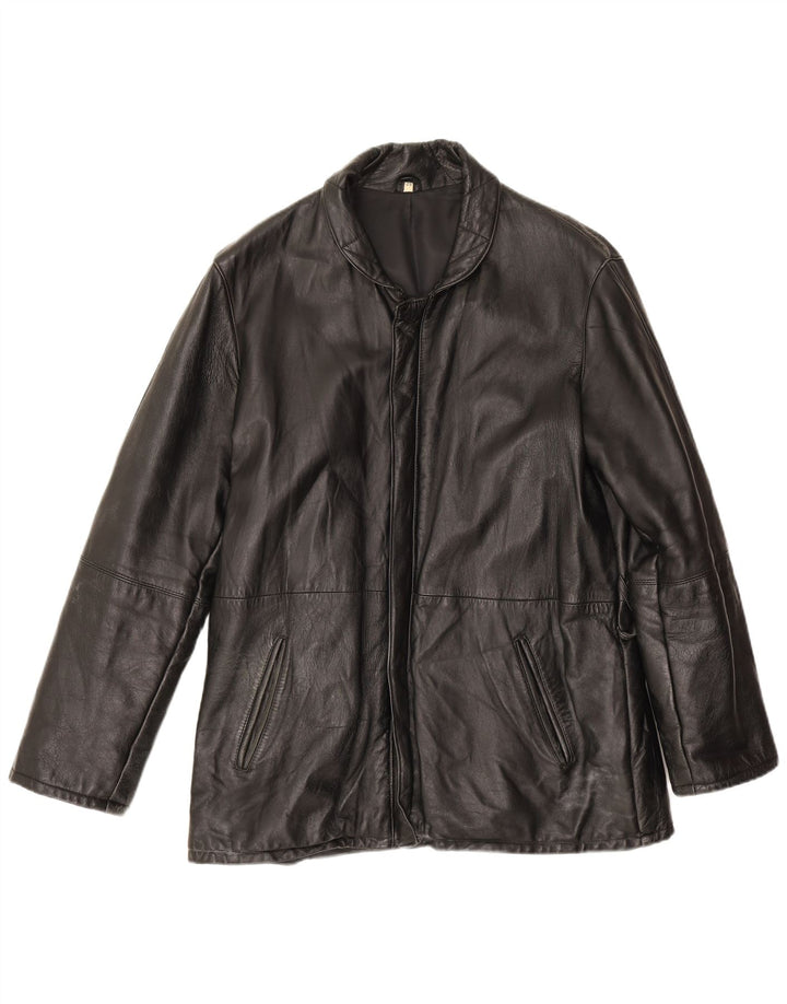 Vintage Mens Leather Jacket IT 52 XL Black Leather