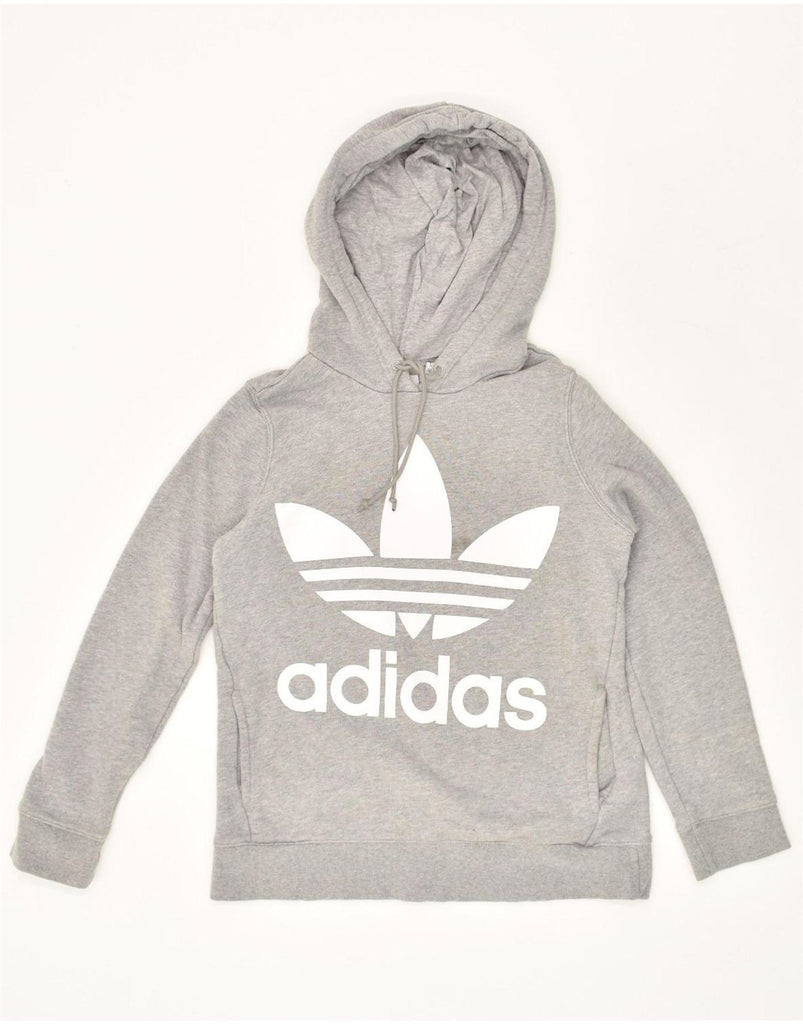 ADIDAS Womens Graphic Hoodie Jumper UK 12 Medium Grey Cotton Vintage Adidas and Second-Hand Adidas from Messina Hembry 