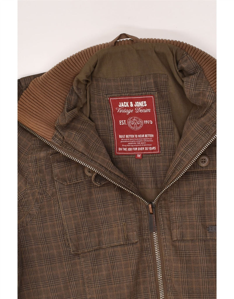 JACK & JONES Mens Bomber Jacket UK 38 Medium Brown Check Cotton | Vintage Jack & Jones | Thrift | Second-Hand Jack & Jones | Used Clothing | Messina Hembry 