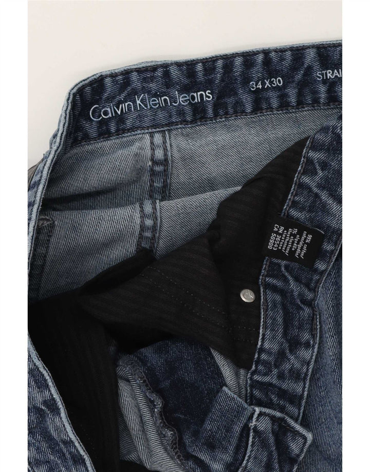 Calvin Klein Mens Straight Jeans W34 L26 Blue Cotton