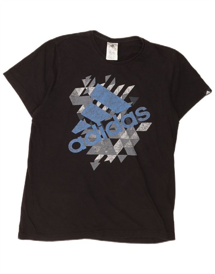 Adidas Mens Graphic T-Shirt Top Medium Black Cotton