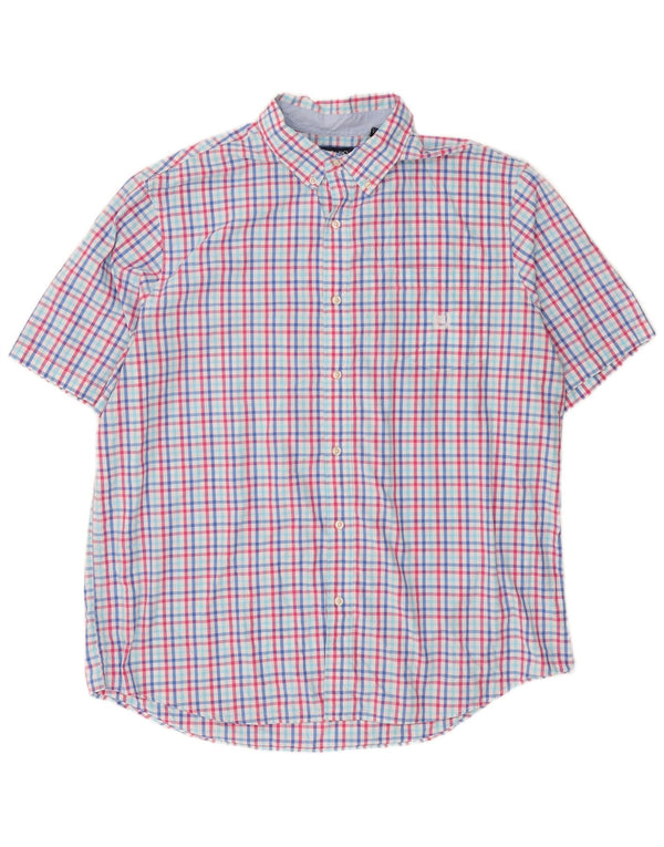 Chaps Mens Easy Care Short Sleeve Shirt 2XL Multicoloured Check Cotton