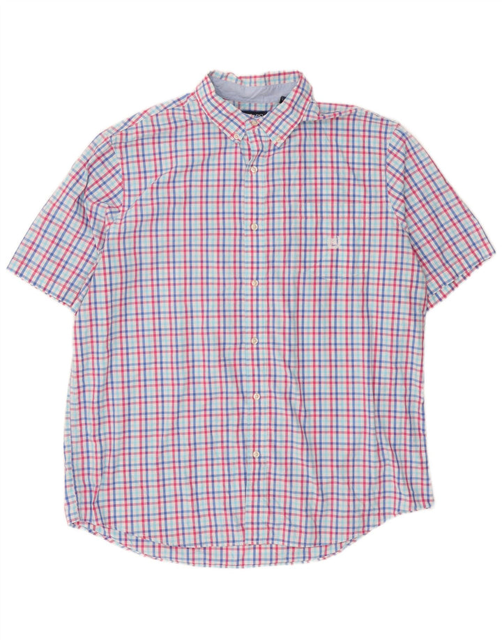 Chaps Mens Easy Care Short Sleeve Shirt 2XL Multicoloured Check Cotton