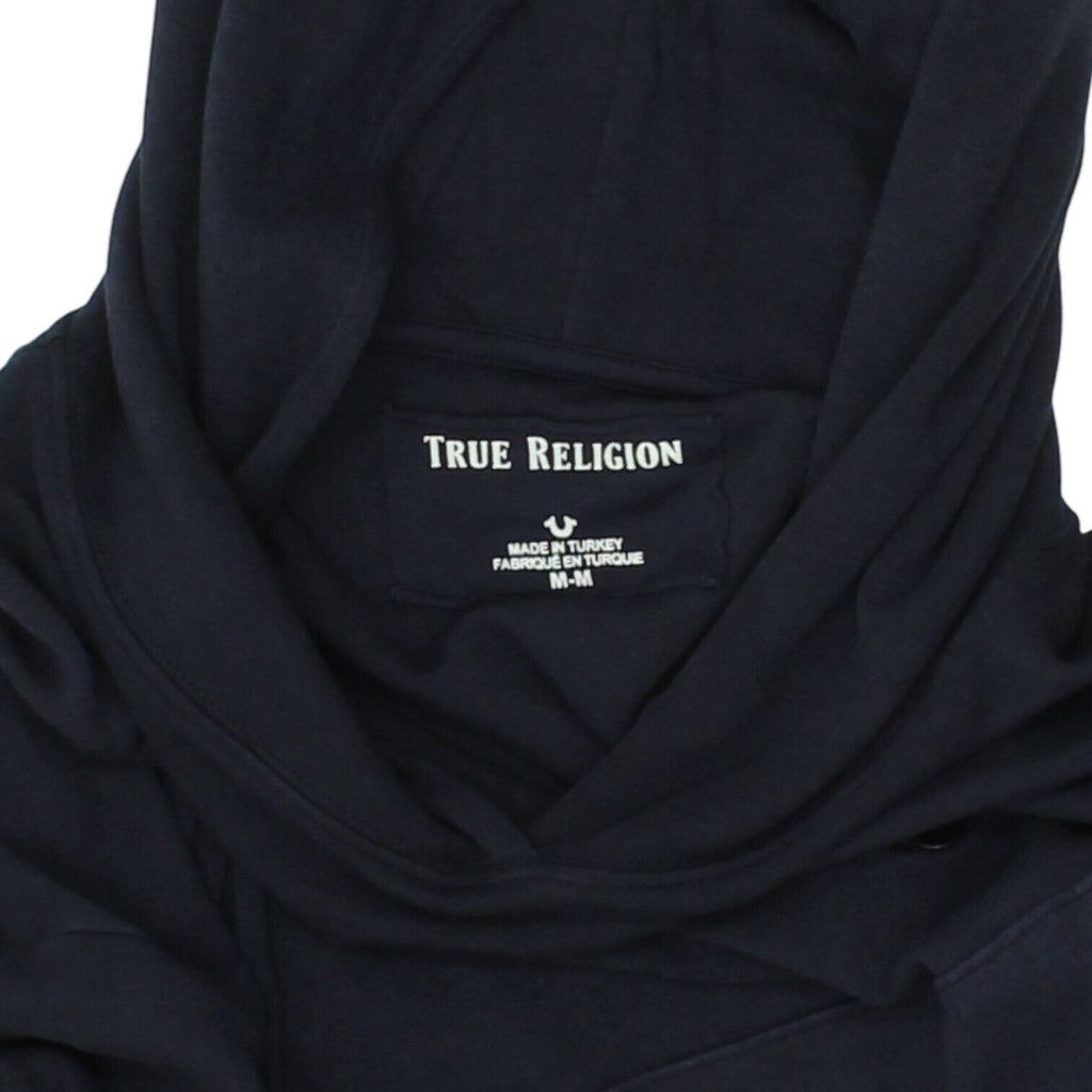 True Religion Womens Navy Cropped Pullover Hoodie | Vintage High End Designer | Vintage Messina Hembry | Thrift | Second-Hand Messina Hembry | Used Clothing | Messina Hembry 