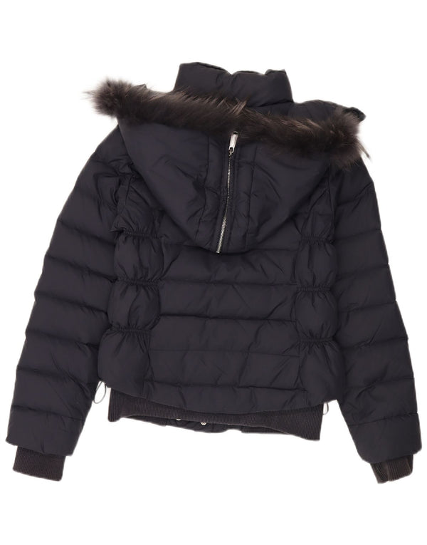 Zu Elements Womens Hooded Padded Jacket UK 12 Medium Navy Blue Polyamide