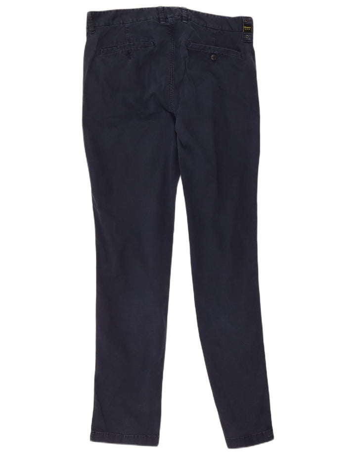 Blauer Mens Slim Chino Trousers W34 L33 Navy Blue Cotton