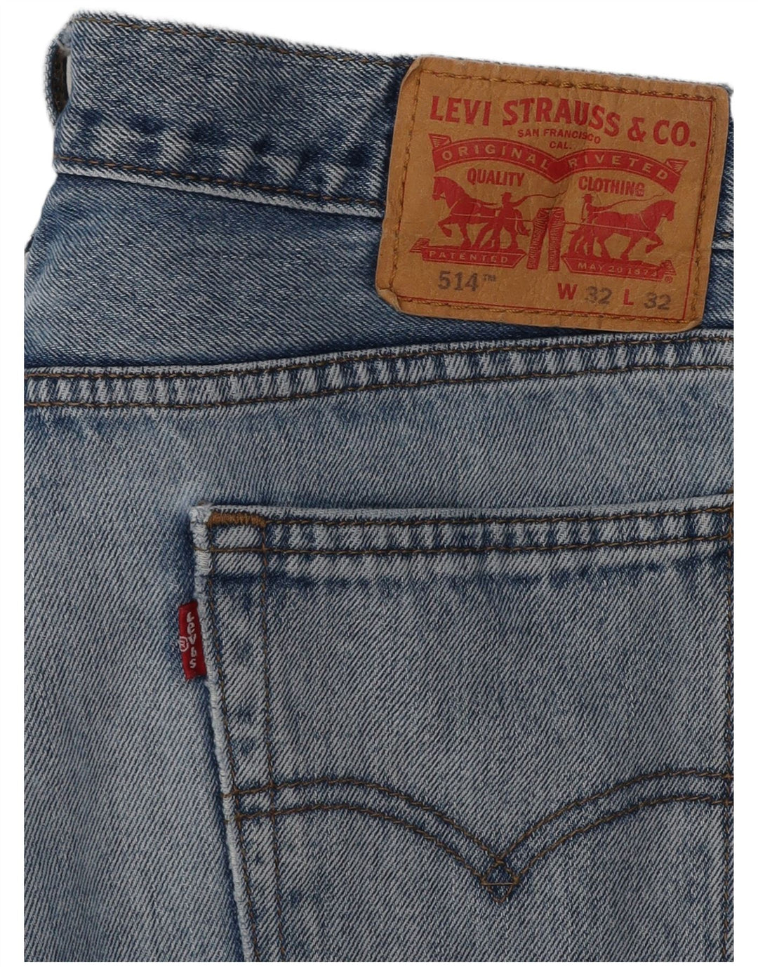 LEVI'S Mens 514 Straight Jeans W32 L32 Blue Cotton