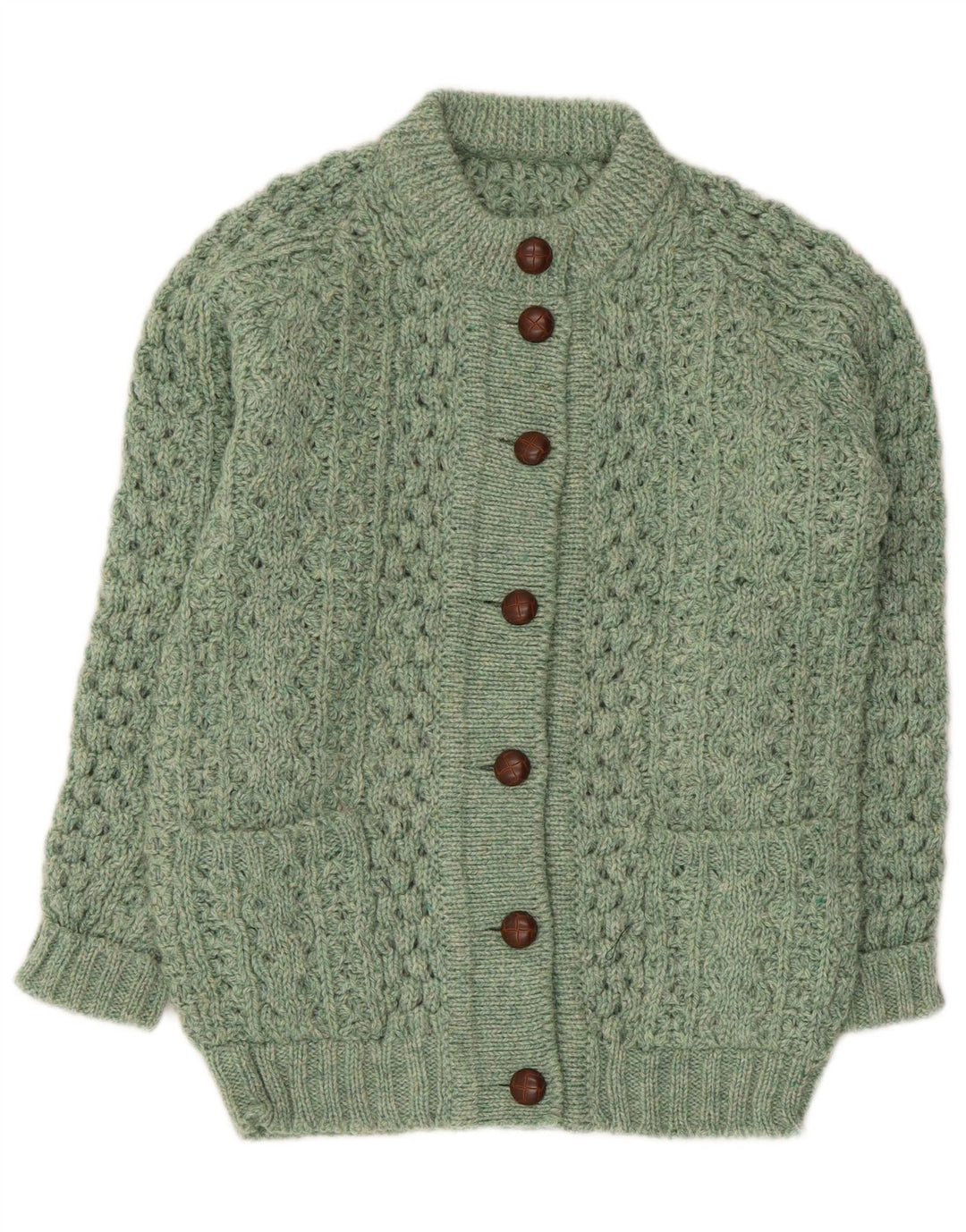 Vintage Womens Cardigan Sweater UK 14 Medium Green