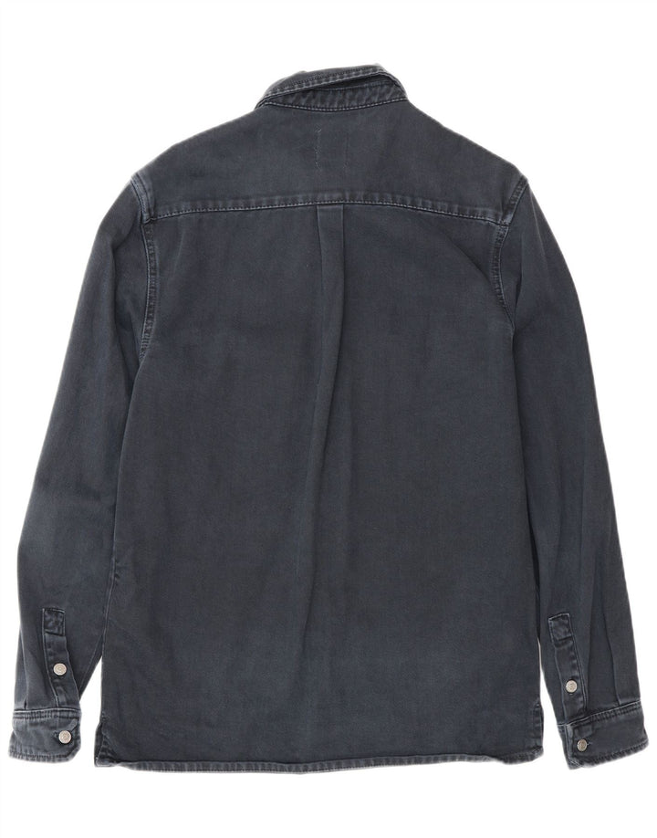 Zara Mens Relaxed Fit Denim Shirt Medium Navy Blue Cotton