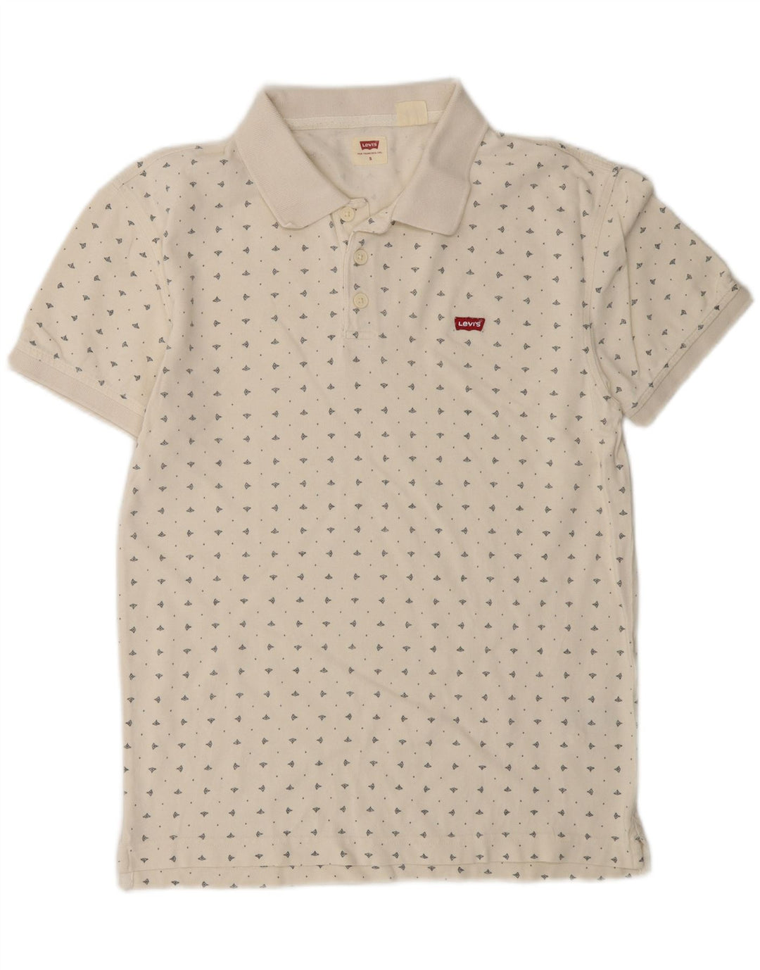 LEVI'S Mens Polo Shirt Small White Spotted Vintage Levi's and Second-Hand Levi's from Messina Hembry 