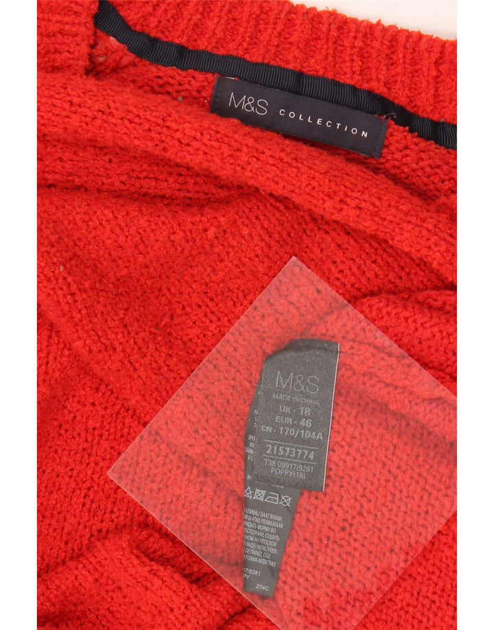 Marks & Spencer Womens Crew Neck Jumper Sweater UK 18 XL Red Polyester