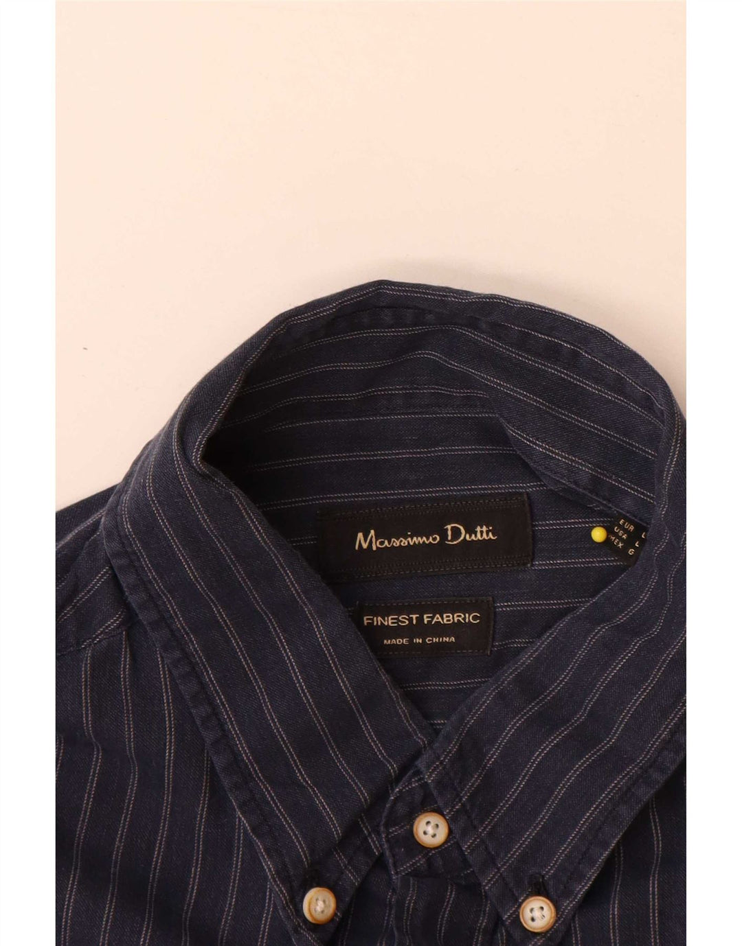 Massimo Dutti Mens Shirt Large Navy Blue Pinstripe Cotton