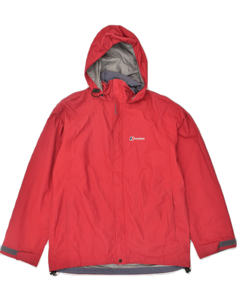 BERGHAUS Womens Hooded Windbreaker Jacket UK 14 Large Red Nylon | Vintage Berghaus | Thrift | Second-Hand Berghaus | Used Clothing | Messina Hembry 