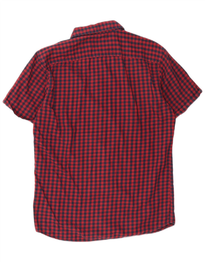 Jack & Jones Mens Short Sleeve Shirt Medium Red Gingham Cotton