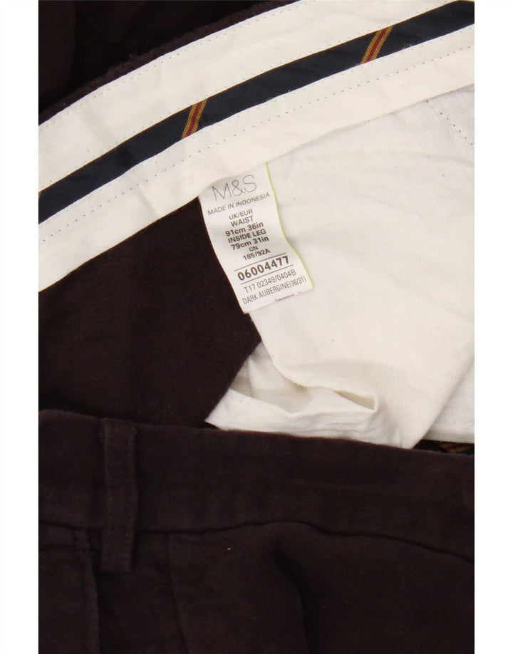 Marks & Spencer Mens Cargo Regular Chino Trousers W36 L29 Burgundy Cotton