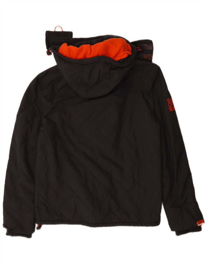 Superdry Womens Hooded Windbreaker Jacket UK 16 Large Grey Polyester