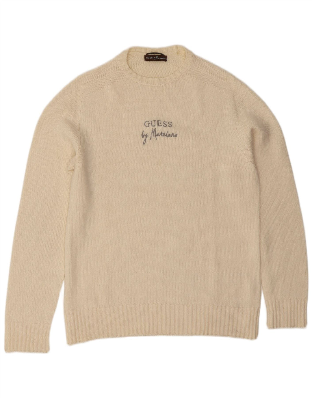 Guess By Marciano Mens Crew Neck Jumper Sweater Medium Off White
