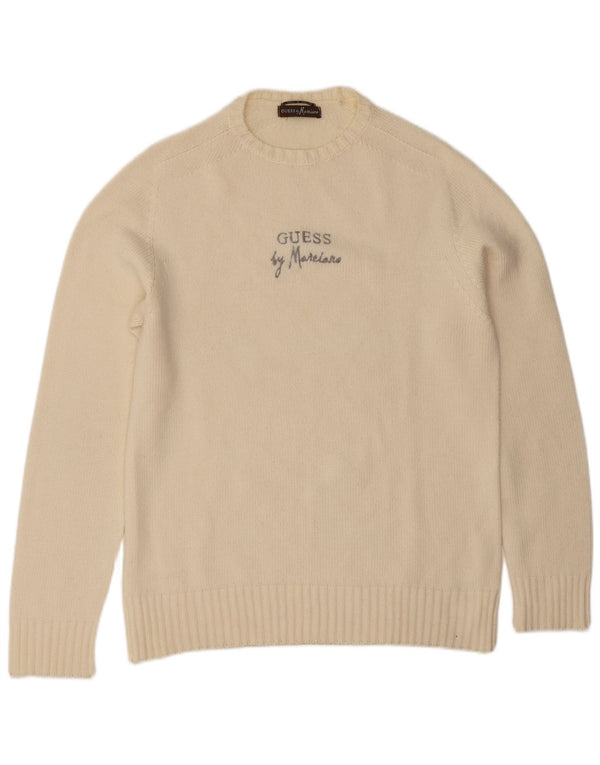 Guess By Marciano Mens Crew Neck Jumper Sweater Medium Off White
