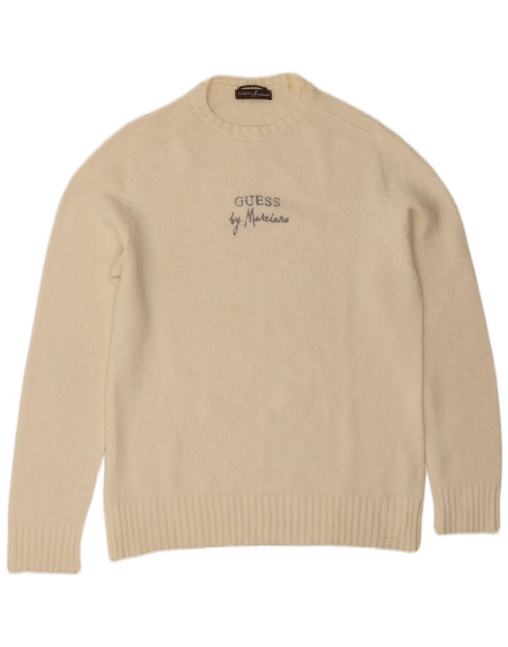 Guess By Marciano Mens Crew Neck Jumper Sweater Medium Off White