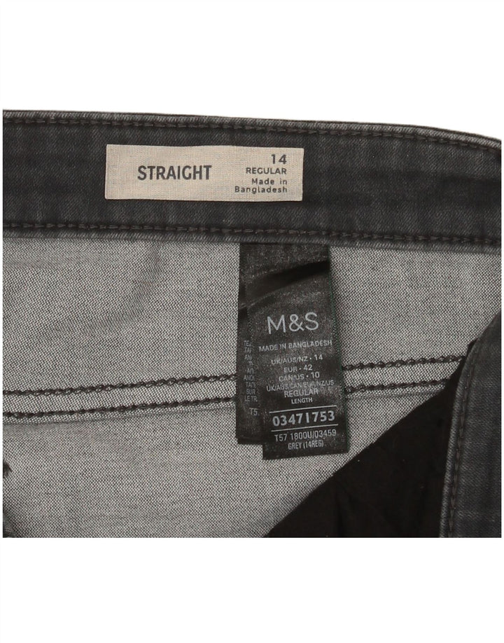 Marks & Spencer Womens Regular Straight Jeans UK 14 Large W32 L30 Grey