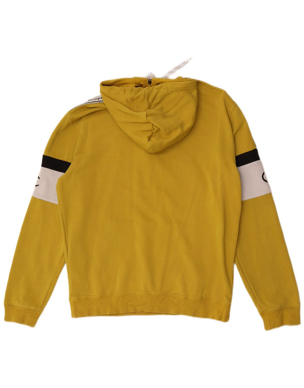 Champion Mens Graphic Zip Neck Hoodie Jumper Medium Yellow Colourblock