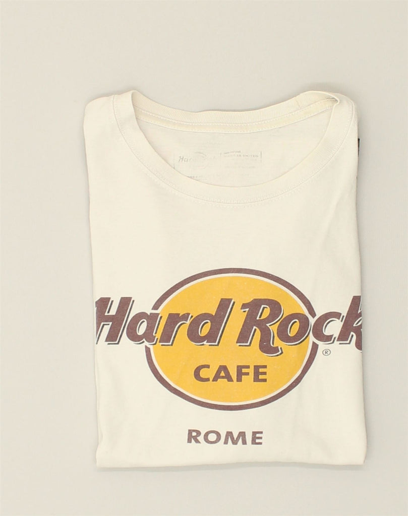 HARD ROCK CAFE Mens Rome Graphic T-Shirt Top Medium Off White Cotton | Vintage Hard Rock Cafe | Thrift | Second-Hand Hard Rock Cafe | Used Clothing | Messina Hembry 