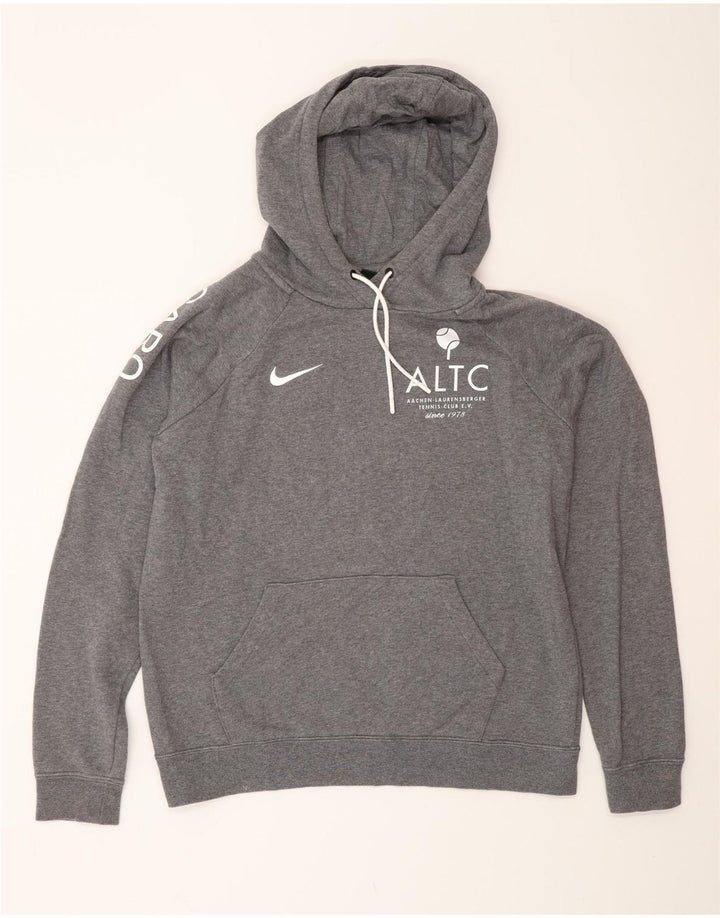 NIKE Mens Graphic Hoodie Jumper Medium Grey Cotton