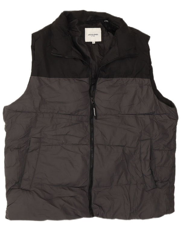 Jack & Jones Mens Padded Gilet UK 42 XL Grey Colourblock