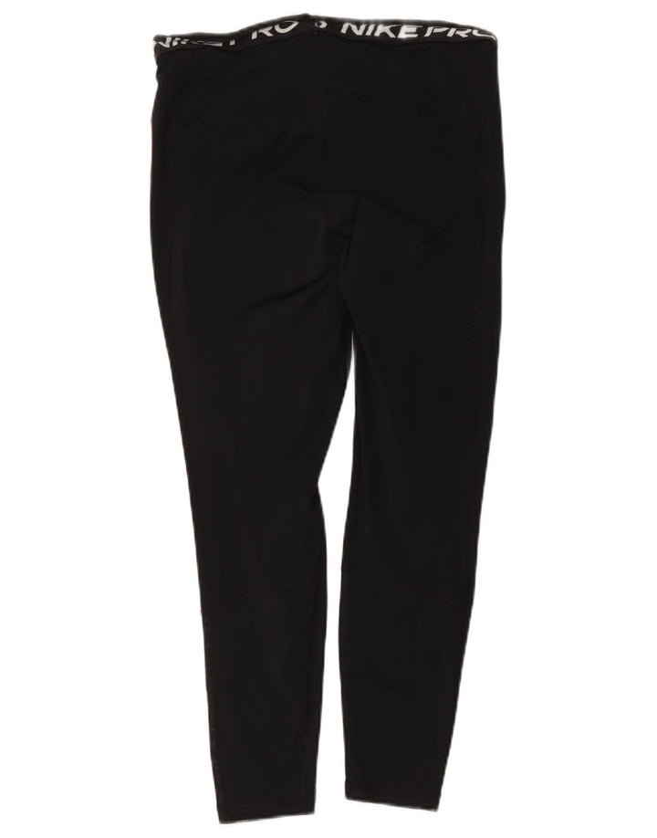 Nike Womens Dri Fit Crop Graphic Leggings UK 14 Large Black Polyester