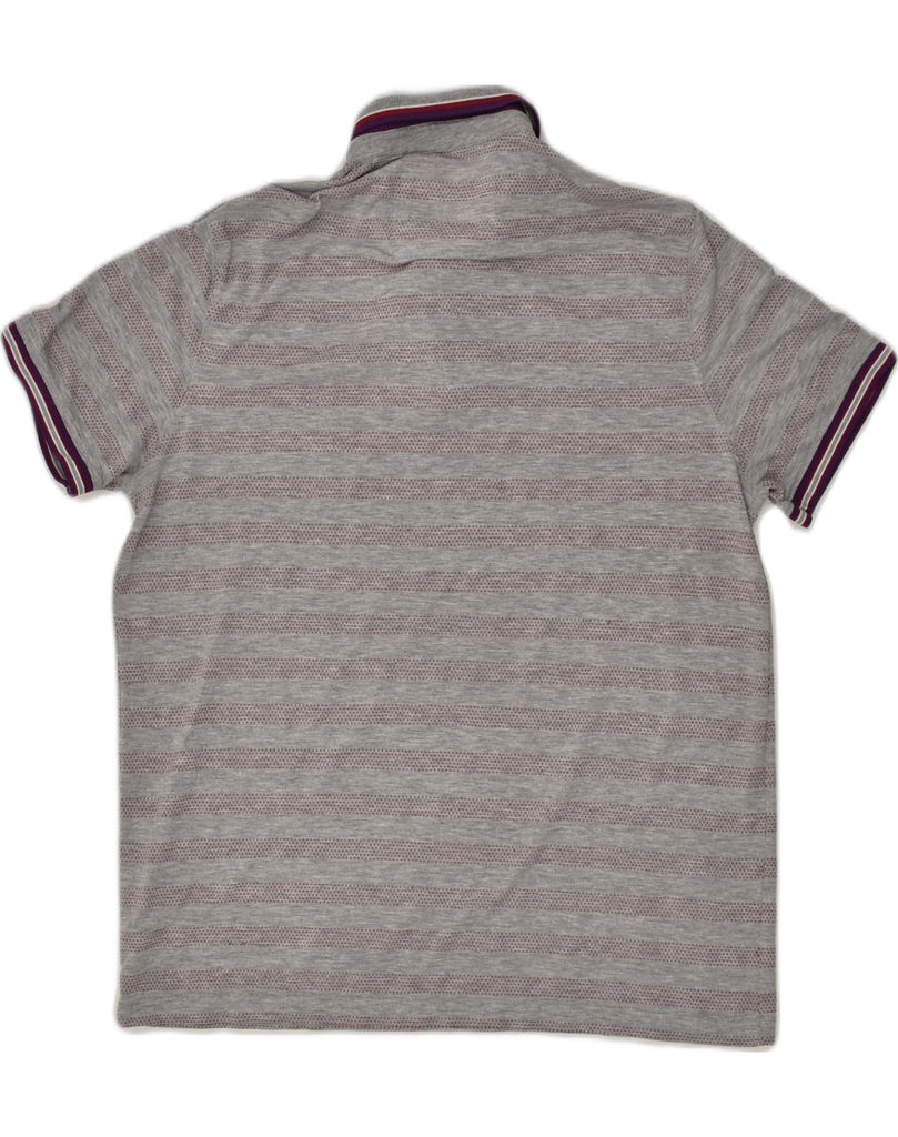 TED BAKER Mens Polo Shirt Size 5 XL Grey Striped Polyester | Vintage Ted Baker | Thrift | Second-Hand Ted Baker | Used Clothing | Messina Hembry 