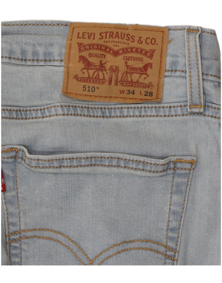 LEVI'S Mens 510 Cropped Skinny Jeans W34 L25 Blue Cotton