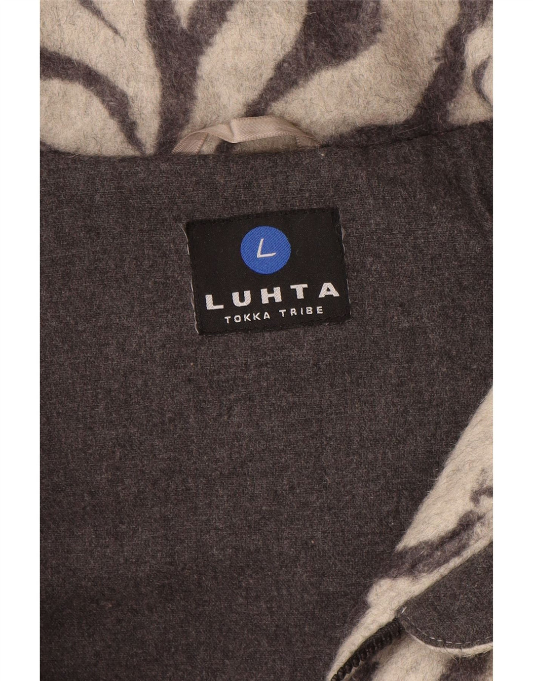 Luhta Womens Hooded Padded Coat UK 12 Medium  Grey Animal Print Wool