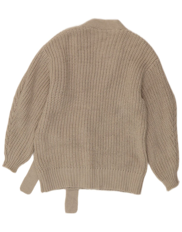 Zara Womens Oversized Cardigan Sweater UK 10 Small Beige Acrylic