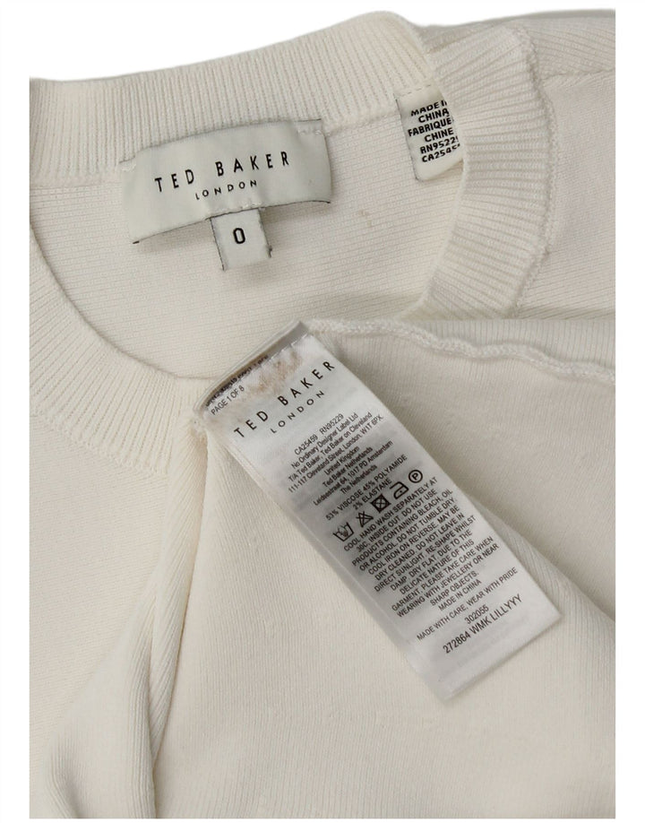 Ted Baker Womens Crew Neck Jumper Sweater Size 0 2XS White Viscose