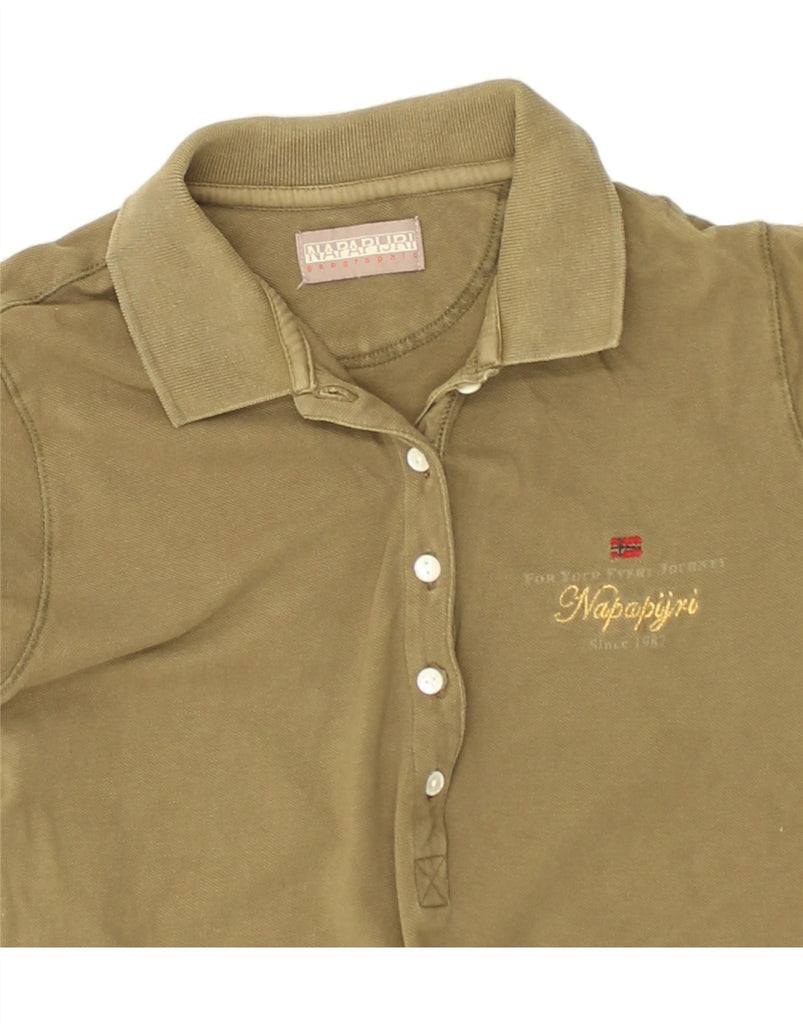 NAPAPIJRI Womens Polo Shirt UK 10 Small Khaki | Vintage Napapijri | Thrift | Second-Hand Napapijri | Used Clothing | Messina Hembry 