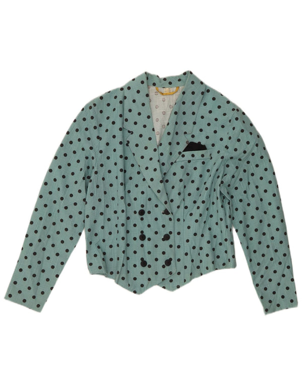 Vintage Womens Blazer Jacket IT 40/42 Small Turquoise Polka Dot