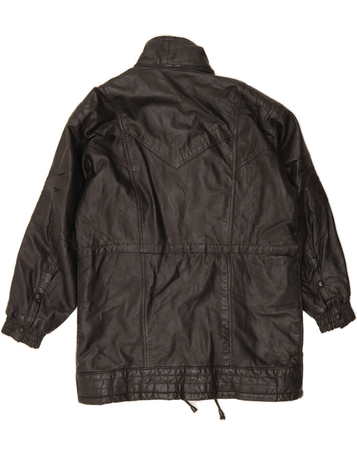 VINTAGE Mens Leather Coat UK 38 Medium Black Leather Vintage Vintage and Second-Hand Vintage from Messina Hembry 