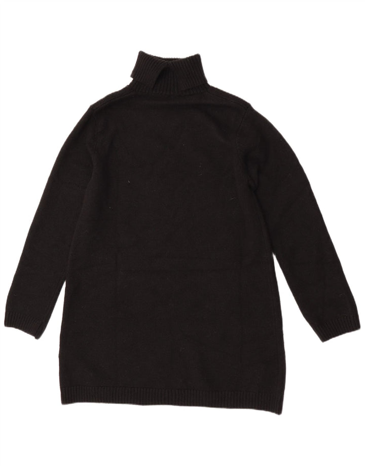 Zara Womens Longline Roll Neck Jumper Sweater UK 14 Medium Black Polyester