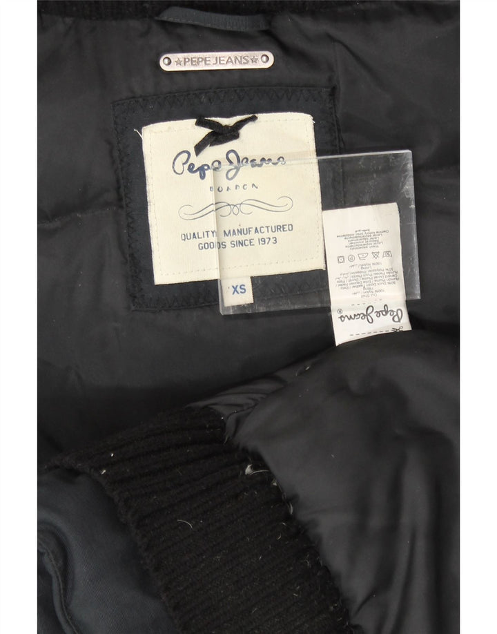 PEPE JEANS Womens Hooded Padded Coat UK 6 XS Black Polyester Vintage PEPE Jeans and Second-Hand PEPE Jeans from Messina Hembry 
