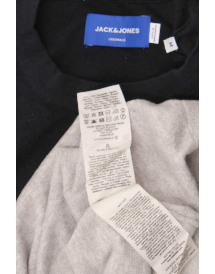 Jack & Jones Mens Crew Neck Jumper Sweater Medium Grey Colourblock Cotton