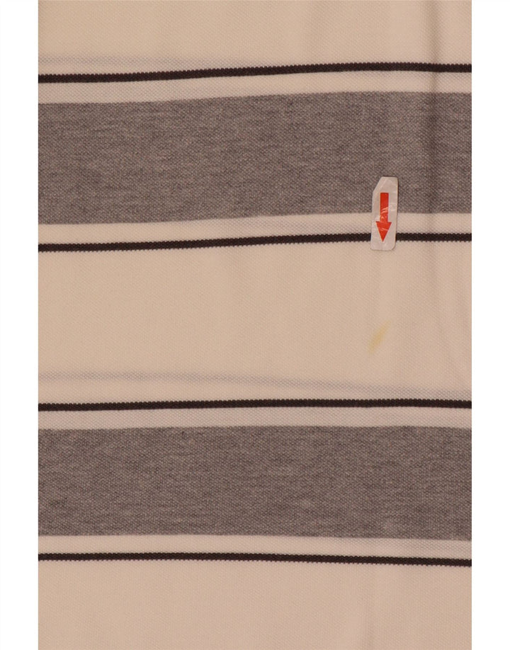 Champion Mens Polo Shirt XL White Striped Cotton