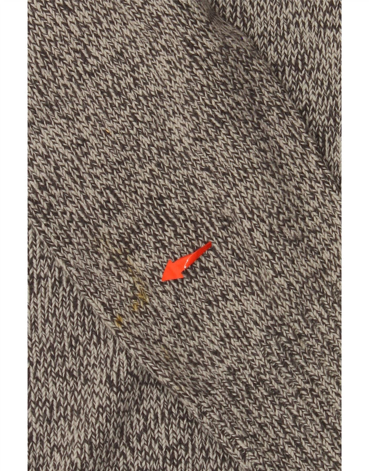 EDDIE BAUER Mens Button Neck Jumper Sweater Medium Grey Flecked Cotton