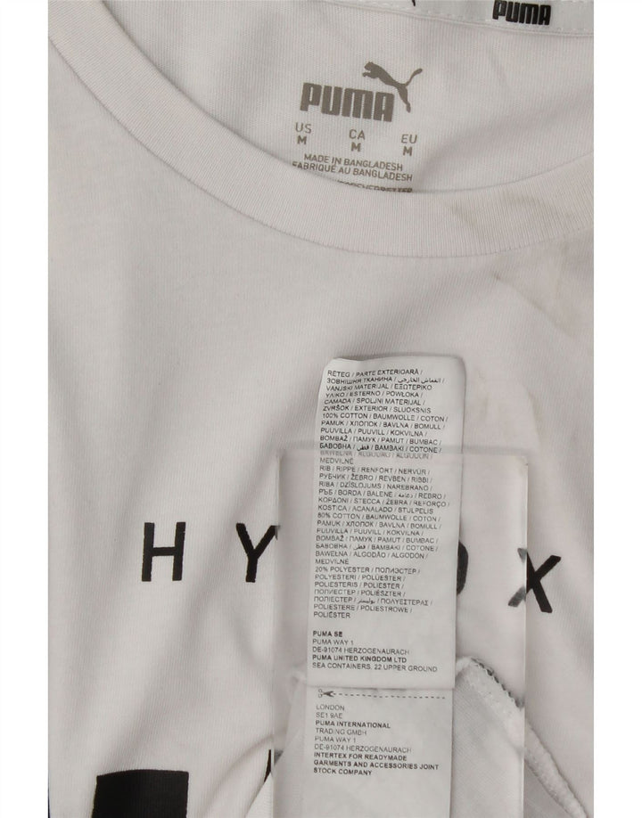 Puma Mens Graphic T-Shirt Top Medium White Cotton